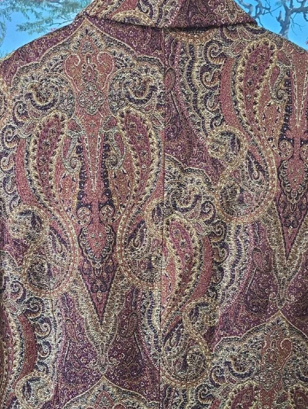 Liz Claiborne Brown & Gold Paisley Long Blazer - Picture 7 of 8